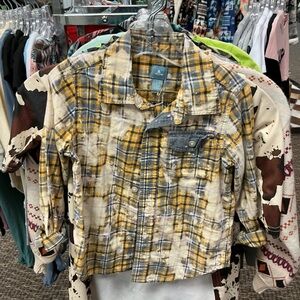 GAP Yellow and Blue Plaid Kids Button Down Shirt